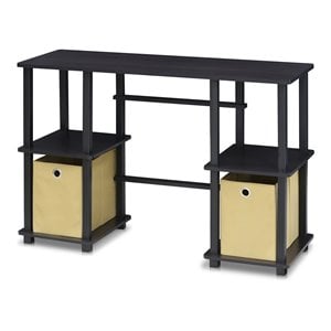 furinno turn-n-tube wood computer desk with storage bins in espresso/black