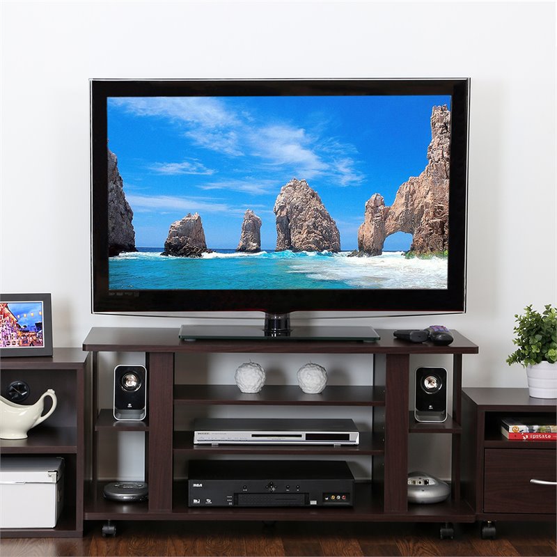 Furinno INDO Wood 4-Tier Tatami TV Stand for TV up to 44