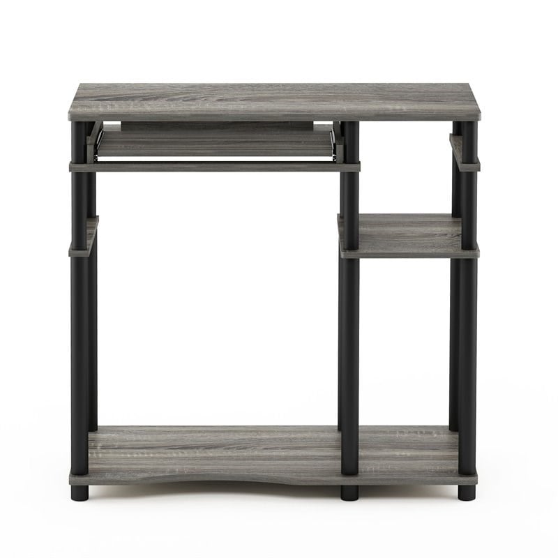 Furinno ABBOTT Wood Computer Desk with Bookshelf in French Oak Gray/Black