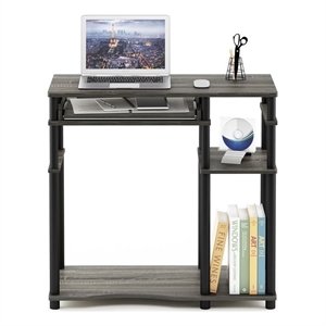 Furinno Abbott Wood Computer Desk with Bookshelf in French Oak Gray/Black