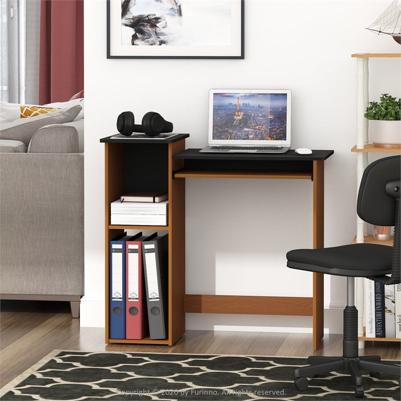 Furinno ECON Wood Multipurpose Computer Writing Desk in Light Cherry/Black