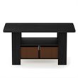 Furinno ANDREY Wood Coffee Table with Bin Drawer in Americano Black/Medium Brown