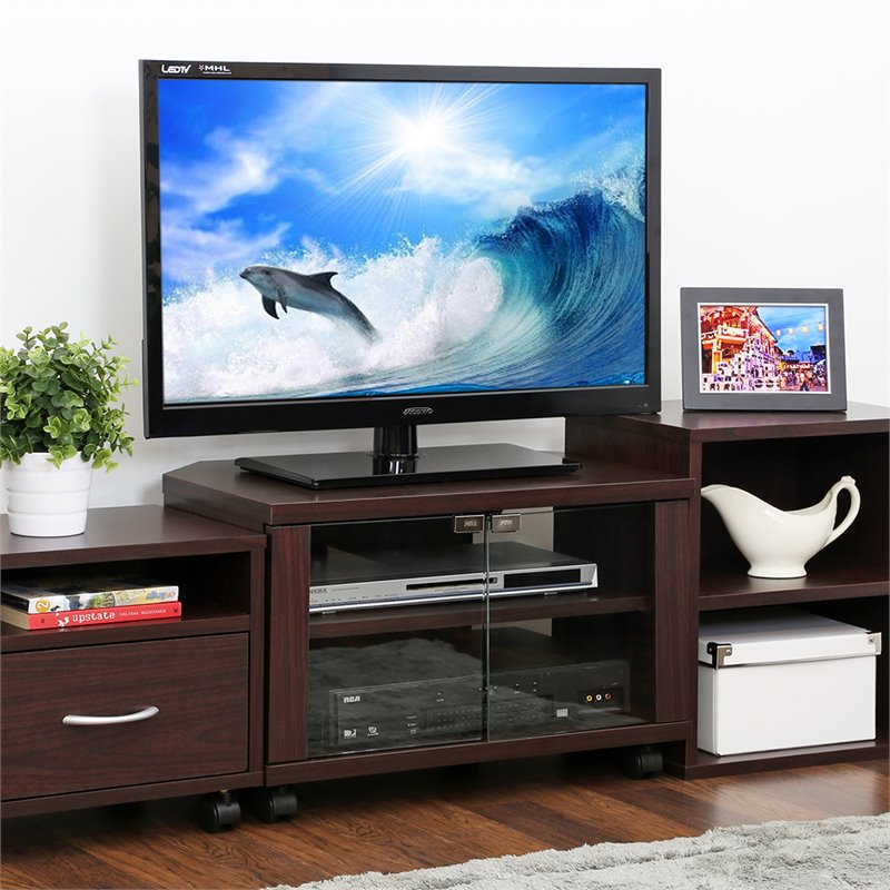 Furinno INDO Wood 3-Tier Petite TV Stand for TV up to 23