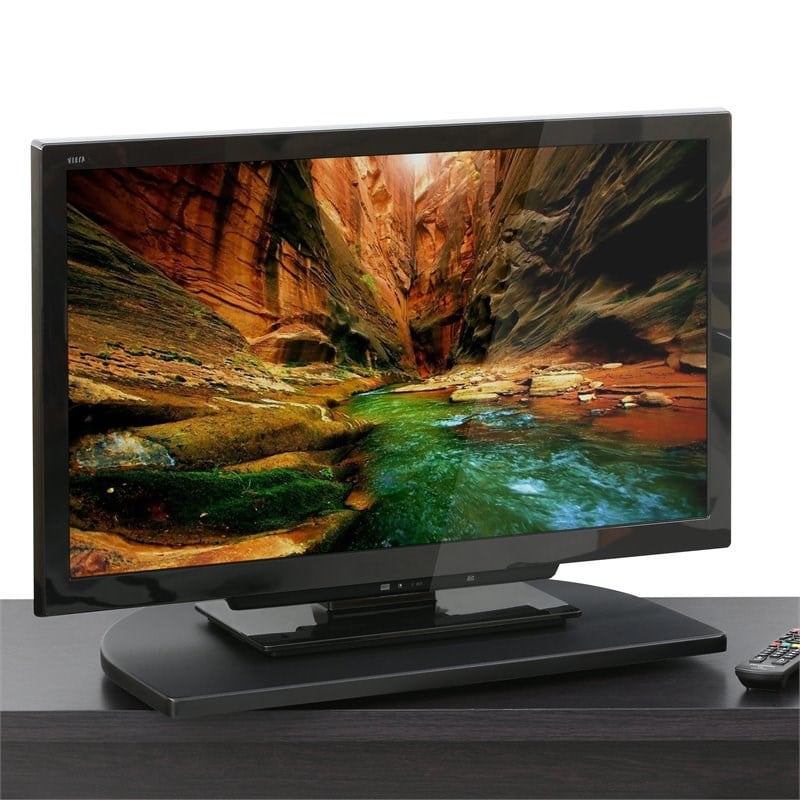 Furinno INDO Contemporary Engineered Wood Swivel TV Board in Black