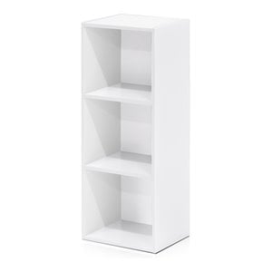 furinno luder engineered wood 3-tier open shelf bookcase in white