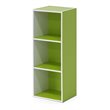 Furinno LUDER Engineered Wood 3-Tier Open Shelf Bookcase in White/Green