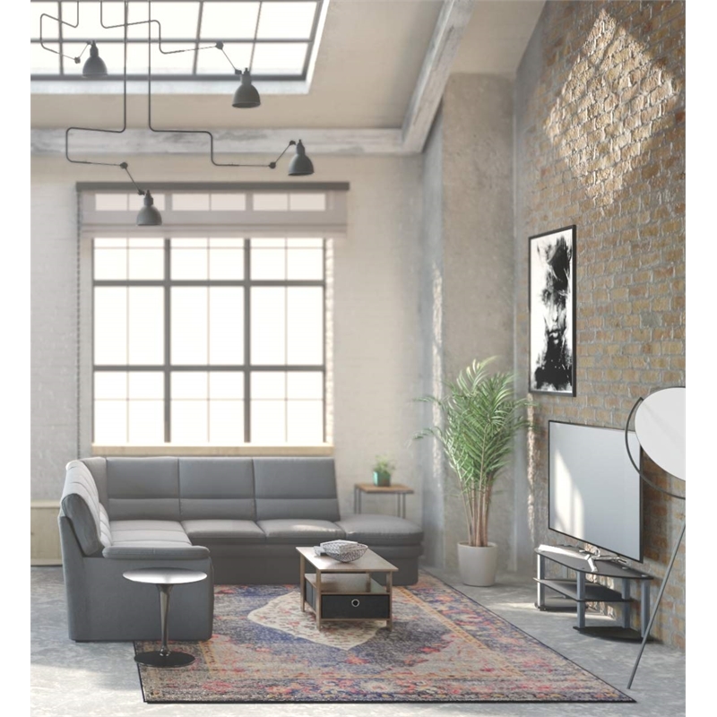 Furinno Andrey Engineered Wood Coffee Table with Bin Drawer in Dark Brown/Black