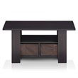 Furinno ANDREY Engineered Wood Coffee Table with Bin Drawer in Dark Walnut