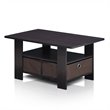 Furinno ANDREY Engineered Wood Coffee Table with Bin Drawer in Dark Walnut
