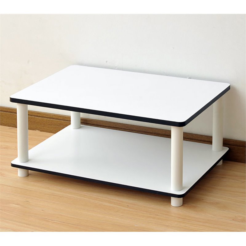 Furinno JUST Engineered Wood 2-Tier No Tools Coffee Table in White