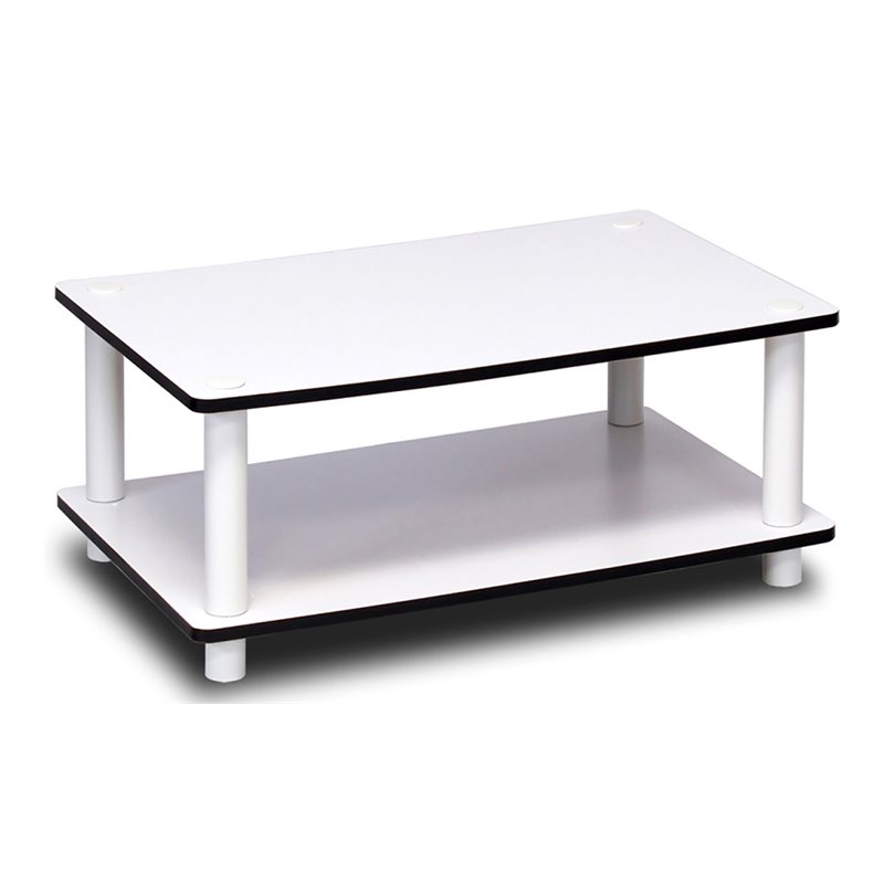 Furinno JUST Engineered Wood 2-Tier No Tools Coffee Table in White