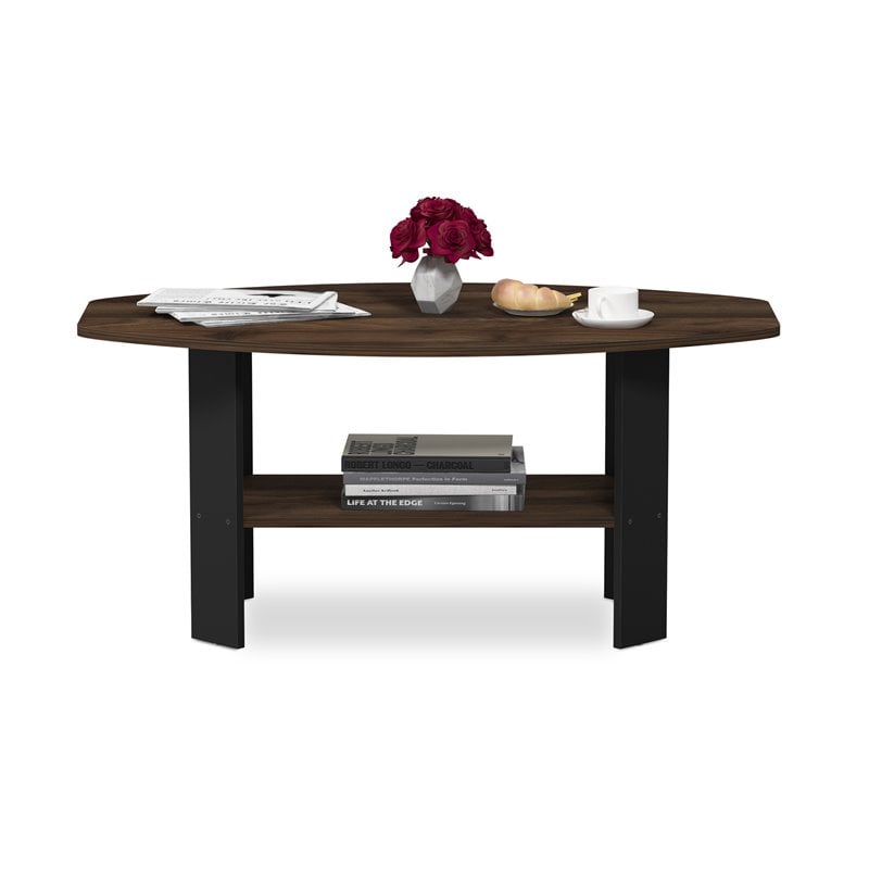 Furinno Engineered Wood Simple Design Coffee Table in Columbia Walnut/Black