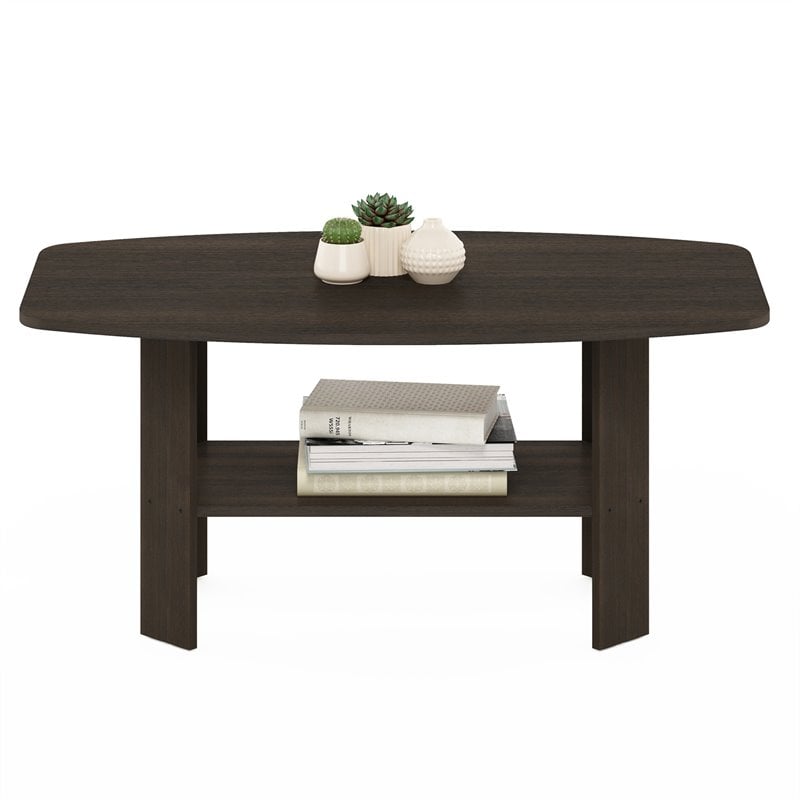 Furinno Contemporary Engineered Wood Simple Design Coffee Table in Dark Brown