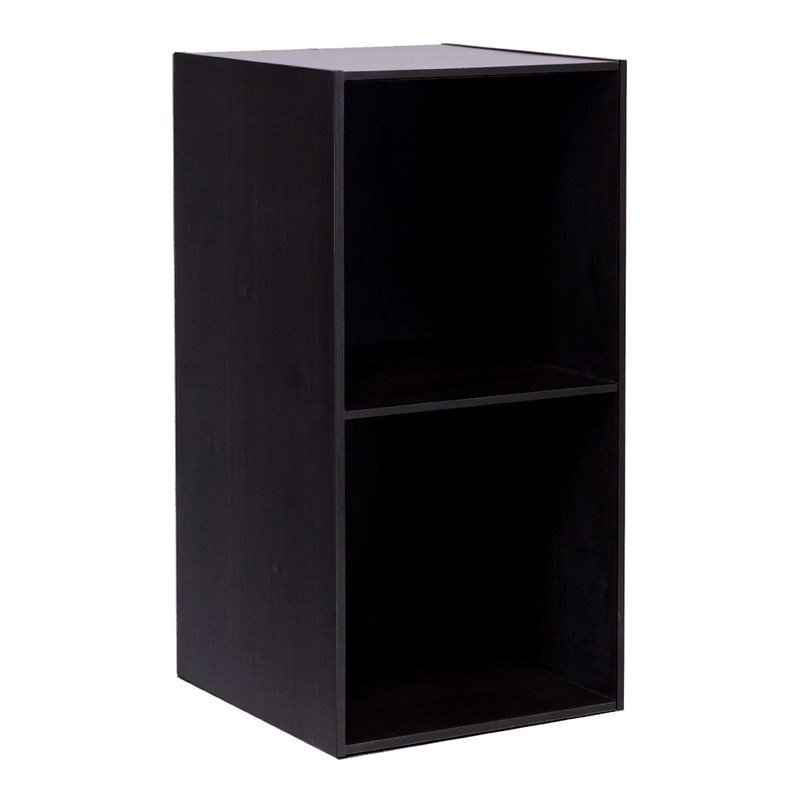 Furinno Hidup Tropika Wood Modular Open Cube Tall Storage with Shelf in Espresso