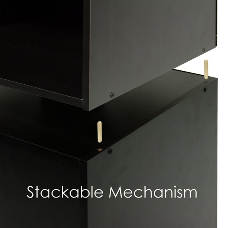 Furinno Hidup Tropika Wood Modular Open Cube Tall Storage with Shelf in Espresso