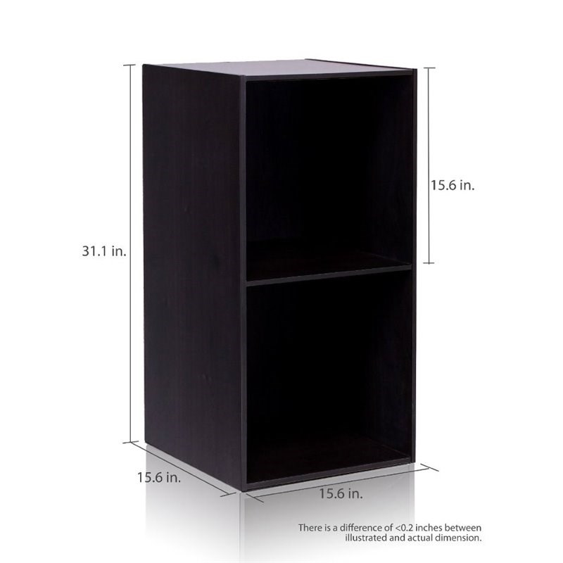 Furinno Hidup Tropika Wood Modular Open Cube Tall Storage with Shelf in Espresso