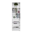 Furinno LUDER Wood 5-Tier Reversible Color Open Shelf Bookcase in White