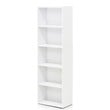 Furinno LUDER Wood 5-Tier Reversible Color Open Shelf Bookcase in White