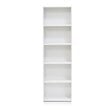 Furinno LUDER Wood 5-Tier Reversible Color Open Shelf Bookcase in White