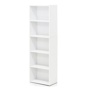 furinno luder wood 5-tier reversible color open shelf bookcase in white