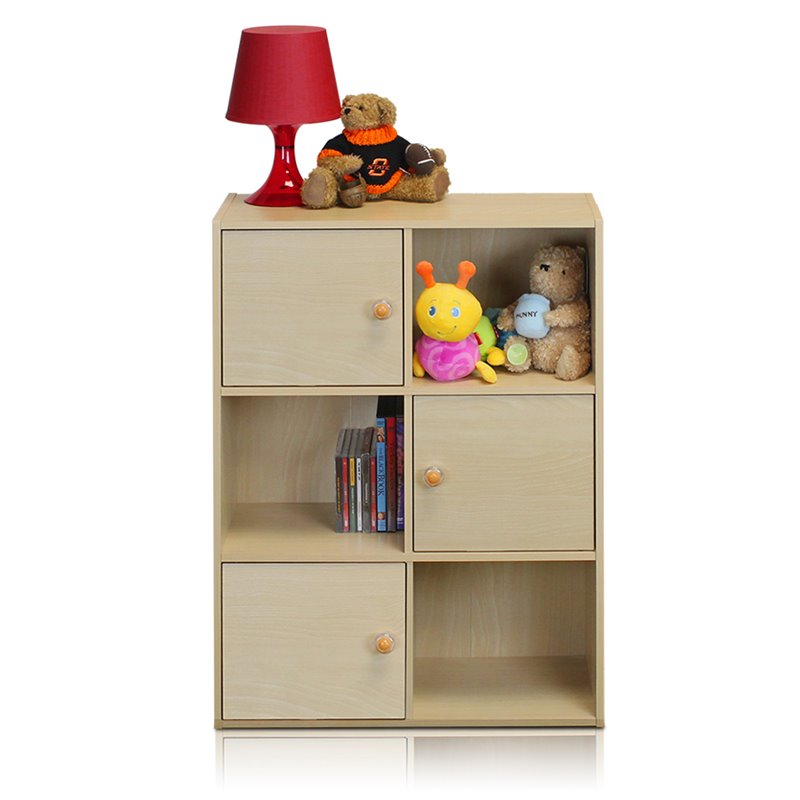 Furinno PASIR Wood 3-Tier Shelf with Round Handle in Steam Beech/Natural