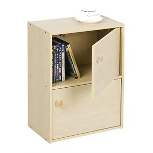 furinno pasir wood 2-tier bookcase with round handle in steam beech/natural