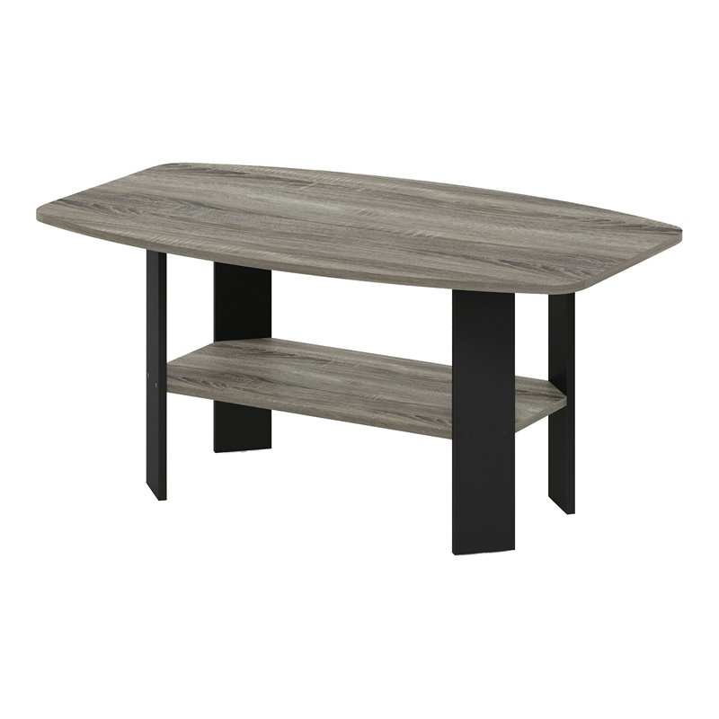 Furinno Engineered Wood Simple Design Coffee Table in French Oak Gray/Black