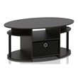 Furinno JAYA Wood Simple Design Oval Coffee Table with Bin in Walnut/Black