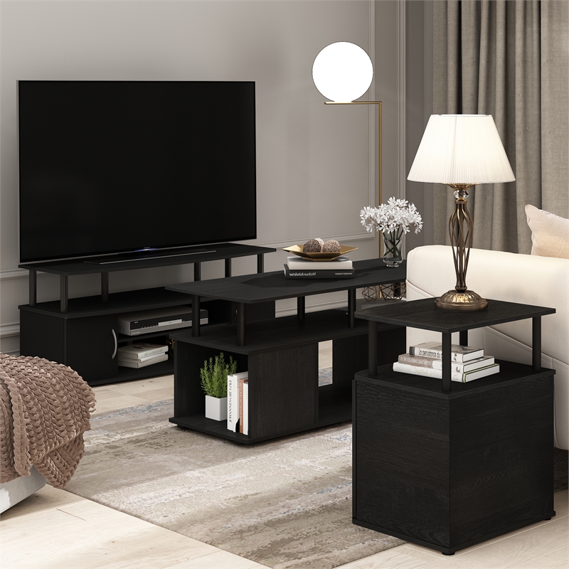 Furinno JAYA Engineered Wood Utility Design Coffee Table in Black