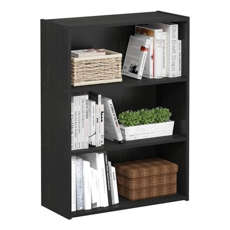 Furinno Pasir Engineered Wood 3-Tier Open Shelf in Americano Black
