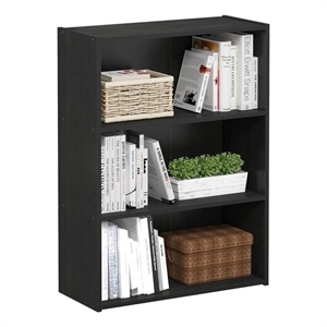 Furinno Pasir Engineered Wood 3-Tier Open Shelf in Americano Black