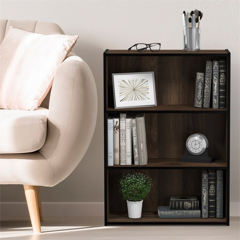 Furinno PASIR Engineered Wood 3-Tier Open Shelf in Columbia Walnut