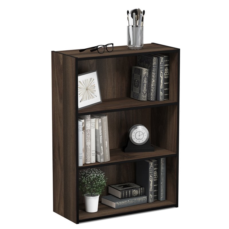 Furinno PASIR Engineered Wood 3-Tier Open Shelf in Columbia Walnut