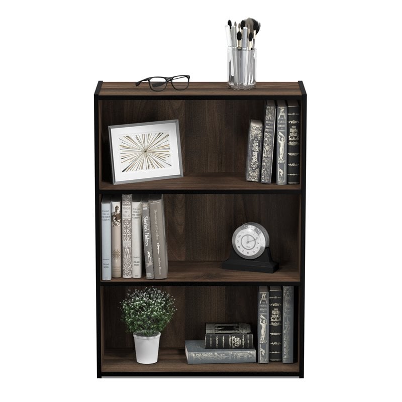 Furinno PASIR Engineered Wood 3-Tier Open Shelf in Columbia Walnut