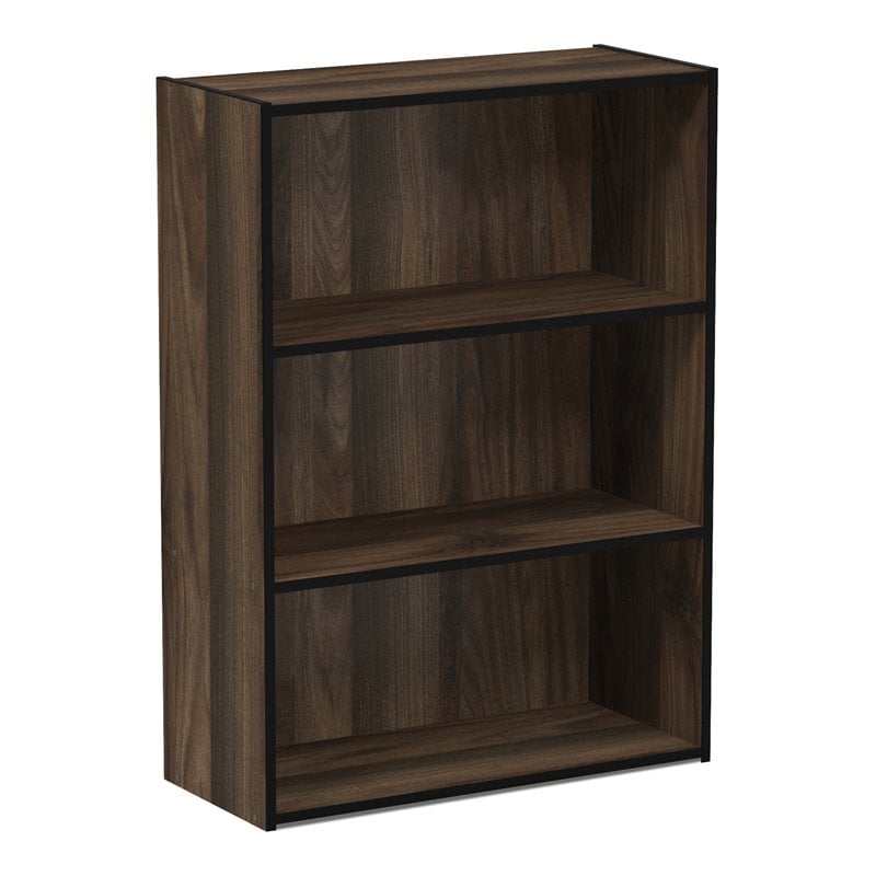 Furinno PASIR Engineered Wood 3-Tier Open Shelf in Columbia Walnut