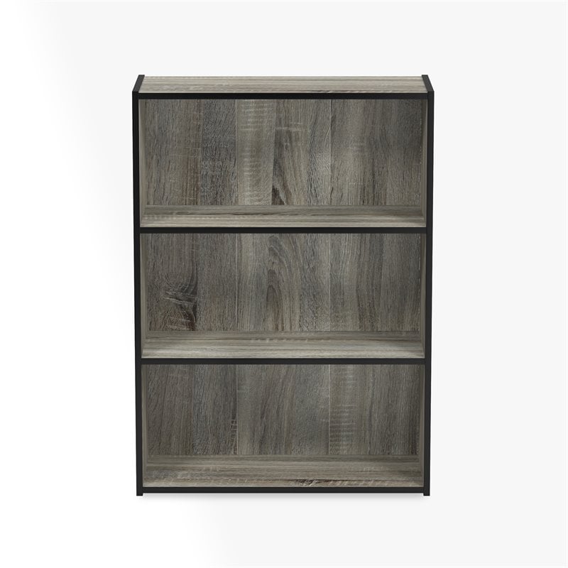 Furinno Pasir Engineered Wood 3-Tier Open Shelf in French Oak Gray