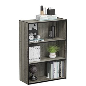 Furinno Pasir Engineered Wood 3-Tier Open Shelf in French Oak Gray