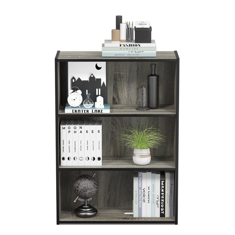 Furinno Pasir Engineered Wood 3-Tier Open Shelf in French Oak Gray
