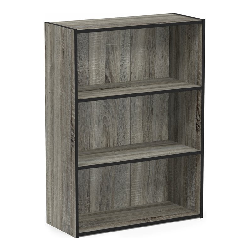 Furinno Pasir Engineered Wood 3-Tier Open Shelf in French Oak Gray