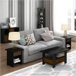 Furinno DARIO Wood End Table Storage Shelf in Americano Black/Medium Brown