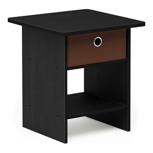 Furinno DARIO Wood End Table Storage Shelf in Americano Black/Medium Brown