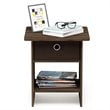 Furinno DARIO Wood End Table Storage Shelf in Columbia Walnut/Dark Brown