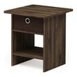 Furinno DARIO Wood End Table Storage Shelf in Columbia Walnut/Dark Brown