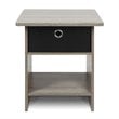 Furinno DARIO Wood End Table Storage Shelf in French Oak Gray/Black