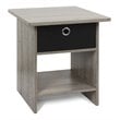 Furinno DARIO Wood End Table Storage Shelf in French Oak Gray/Black