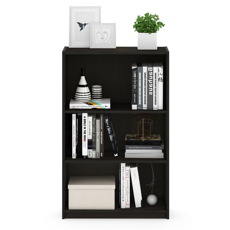 Furinno JAYA Wood Simple Home 3-Tier Adjustable Shelf Bookcase in Espresso