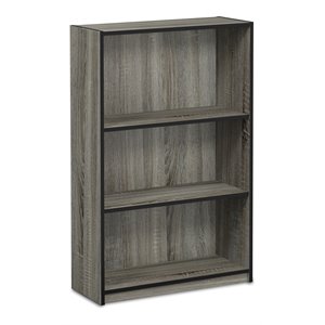furinno jaya wood simple 3-tier adjustable shelf bookcase in french oak gray