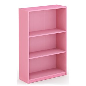 furinno jaya wood simple home 3-tier adjustable shelf bookcase in pink