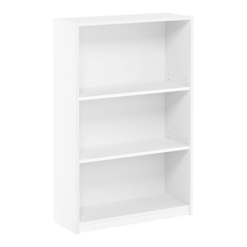 Furinno JAYA Wood Simple Home 3-Tier AdJUSTable Shelf Bookcase in White