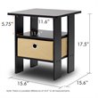Furinno ANDREY Engineered Wood End Table with Bin Drawer in Espresso/Brown